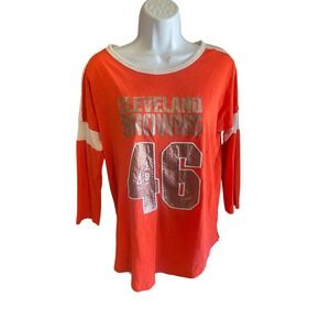 PINK Victoria's Secret Cleveland Browns Football Jersey Top Orange Medium
